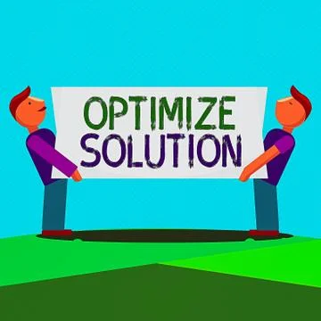 Text sign showing Optimize Solution. Conceptual photo process of finding the Illustrazione stock