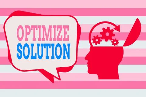Text sign showing Optimize Solution. Conceptual photo process of finding the Illustrazione stock