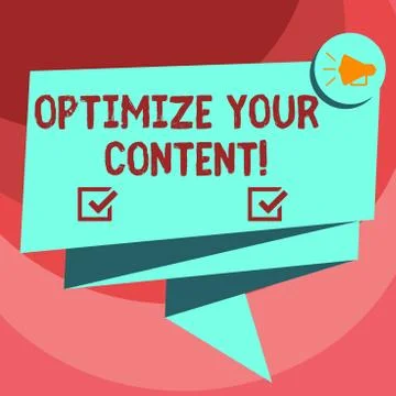 Text sign showing Optimize Your Content. Conceptual photo process of making Illustrazione stock