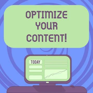 Text sign showing Optimize Your Content. Conceptual photo process of making Illustrazione stock