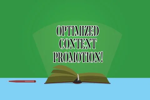 Text sign showing Optimized Content Promotion. Conceptual photo making website Illustrazione stock