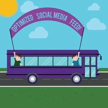 Text sign showing Optimized Social Media Feed. Conceptual photo Search engine Illustrazione stock