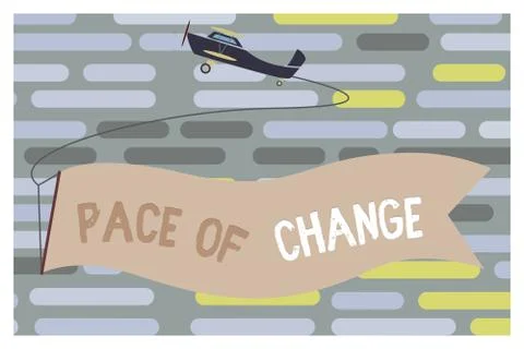 Text sign showing Pace Of Change. Conceptual photo Shift in normal routine Stock Illustration