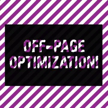Text sign showing Off Page Optimization. Conceptual photo set of techniques to Stock Illustration