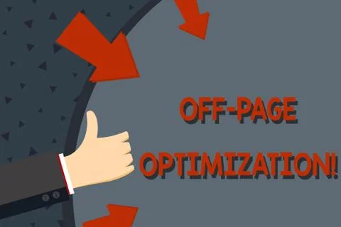 Text sign showing Off Page Optimization. Conceptual photo set of techniques to Stock Illustration