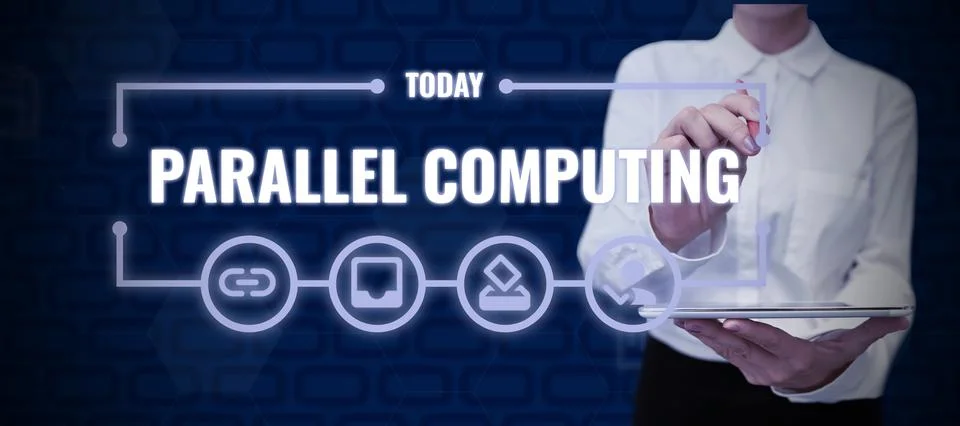 Text sign showing Parallel Computing. Business showcase simultaneous calculation Stockfoto's
