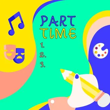 Text sign showing Part Time. Business overview A work or job that is not perm 库存插图