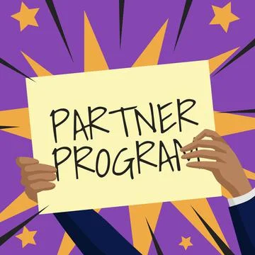 Text sign showing Partner Program. Business overview business strategy vendors Stock Illustration