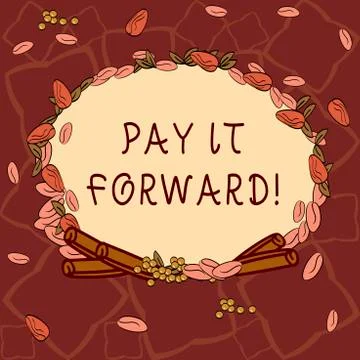 Text sign showing Pay It Forward. Conceptual photo Do the payment a certain Ilustración de archivo