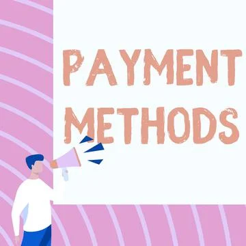 Text sign showing Payment Methods. Business concept Several ways utilized to Stock Illustration