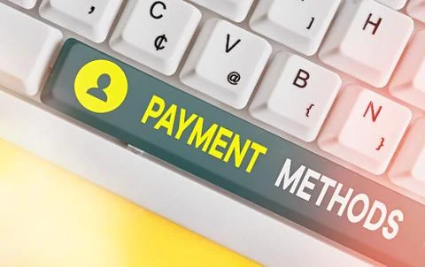 Text sign showing Payment Methods. Conceptual photo Several ways utilized to Stock Photos