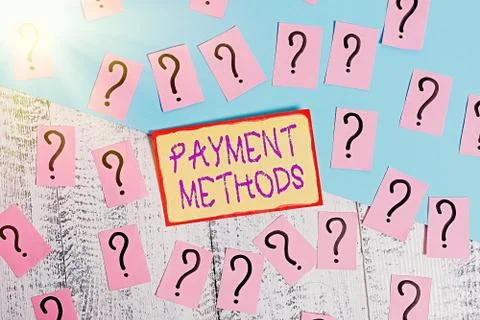 Text sign showing Payment Methods. Conceptual photo Several ways utilized to Stock Photos