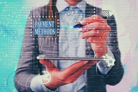 Text sign showing Payment Methods. Conceptual photo Several ways utilized to Stock Photos