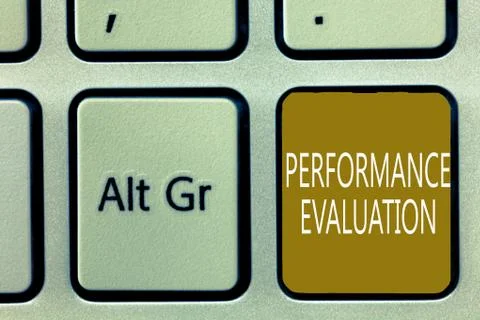 Text sign showing Performance Evaluation. Conceptual photo Evaluates Employee Stock Photos