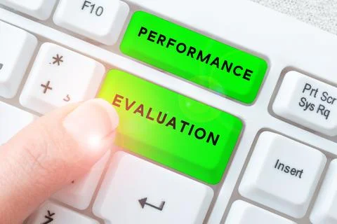 Text sign showing Performance Evaluation. Business concept the development and Stock Photos