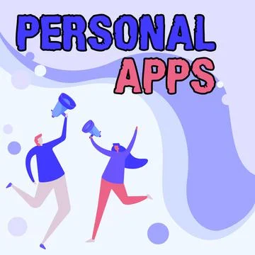 Text sign showing Personal Apps. Business idea Organizer Online Calendar Private Stock Illustration