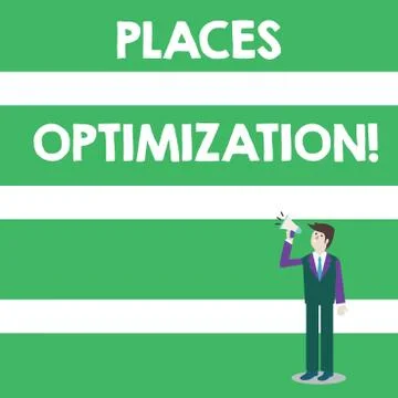 Text sign showing Places Optimization. Conceptual photo improve searching for Stock Illustration