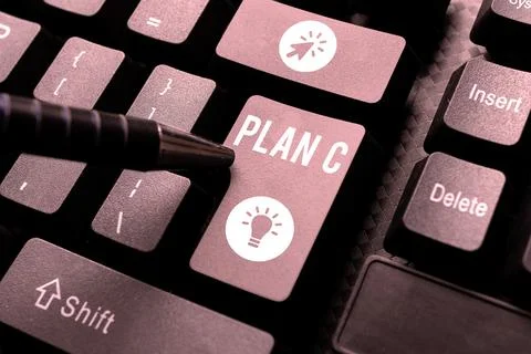 Text sign showing Plan C. Business overview ones last Backup strategy detailed Foto stock