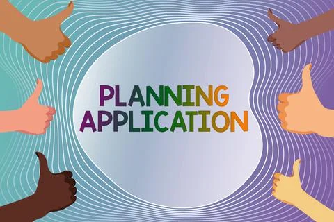 Text sign showing Planning Application. Business showcase request to a local Illustrazione stock
