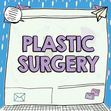 Text sign showing Plastic Surgery. Word Written on repairing parts of the bod Ilustración de archivo