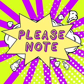 Text sign showing Please Note. Business overview formal way to direct people's Stock Illustration