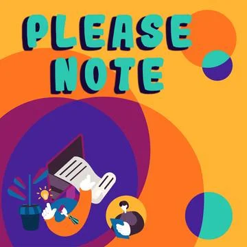 Text sign showing Please Note. Concept meaning formal way to direct people's Stock Illustration