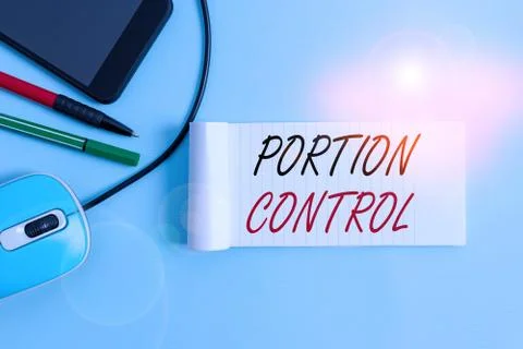 Text sign showing Portion Control. Conceptual photo knowing the correct measures Stock Photos