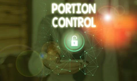 Text sign showing Portion Control. Conceptual photo knowing the correct measures Stock Photos