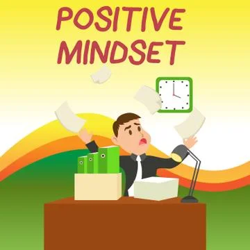 Text sign showing Positive Mindset. Conceptual photo mental attitude in wich you Stock Illustration
