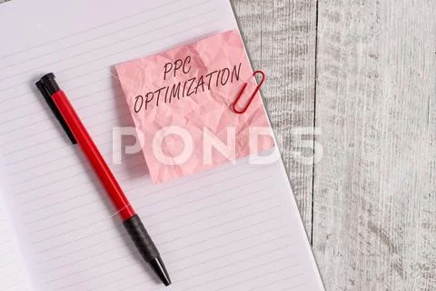 Text sign showing Ppc Optimization. Conceptual photo Enhancement of search Stock Photos