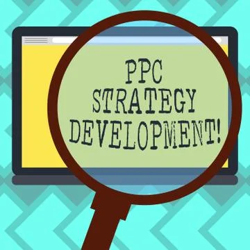 Text sign showing Ppc Strategy Development. Conceptual photo To develop a plan 스톡 일러스트