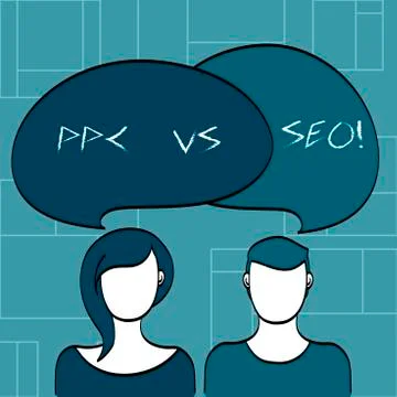Text sign showing Ppc Vs Seo. Conceptual photo Pay per click against Search Stock Illustration