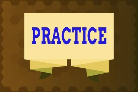 Text sign showing Practice. Conceptual photo the actual application or use of an Stockillustratie