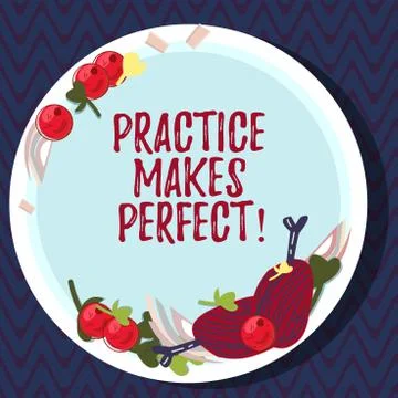 Text sign showing Practice Makes Perfect. Conceptual photo Regular exercise of イラスト素材