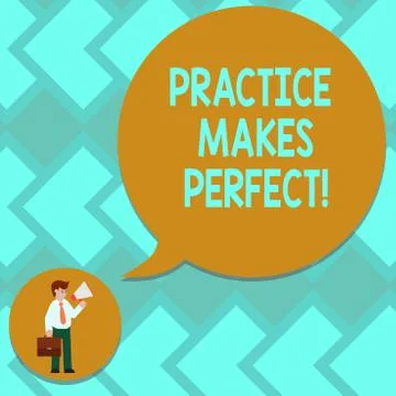 Text sign showing Practice Makes Perfect. Conceptual photo Regular exercise of Stock Illustration