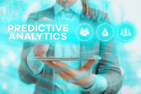 Text sign showing Predictive Analytics. Conceptual photo Optimize Collection Stockfoto's