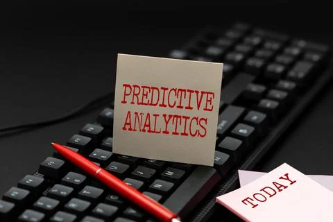 Text sign showing Predictive Analytics. Word for Optimize Collection Achieve CRM 写真素材