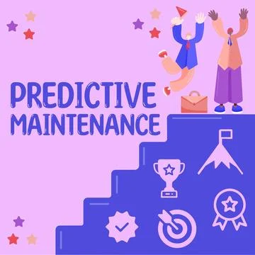 Text sign showing Predictive Maintenance. Business showcase Predict when Stock Illustration