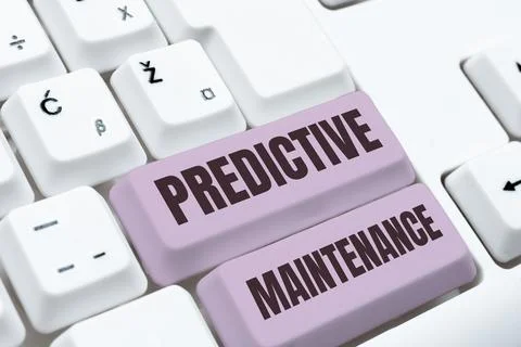 Text sign showing Predictive Maintenance. Word for Predict when Equipment Foto stock