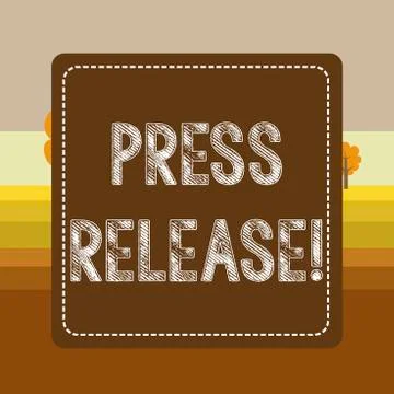 Text sign showing Press Release. Conceptual photo statement from a demonstrating Illustrazione stock