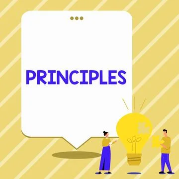 Text sign showing Principles. Internet Concept fundamental truth that serves as Stock Illustration