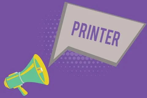Text sign showing Printer. Conceptual photo Device used to print things made on Illustrazione stock