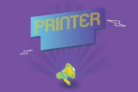 Text sign showing Printer. Conceptual photo Device used to print things made on Illustrazione stock