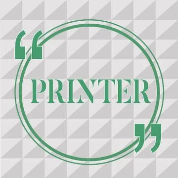 Text sign showing Printer. Conceptual photo Device used to print things made on Illustrazione stock