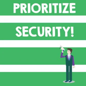 Text sign showing Prioritize Security. Conceptual photo designate security risk Ilustração Stock
