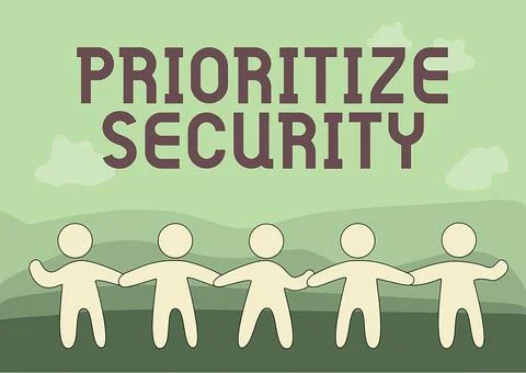 Text sign showing Prioritize Security. Business overview designate security risk Ilustración de archivo
