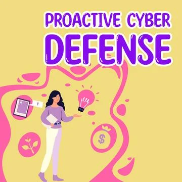 Text sign showing Proactive Cyber Defense. Conceptual photo acting in front of a Stock Illustration