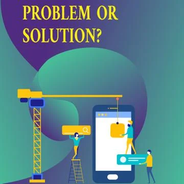 Text sign showing Problem Or Solutionquestion. Conceptual photo Think Solve Illustrazione stock