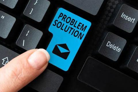 Text sign showing Problem Solution. Word Written on solving consists of using Foto stock