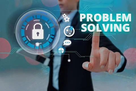 Text sign showing Problem Solving. Conceptual photo process of finding solutions Stock Photos
